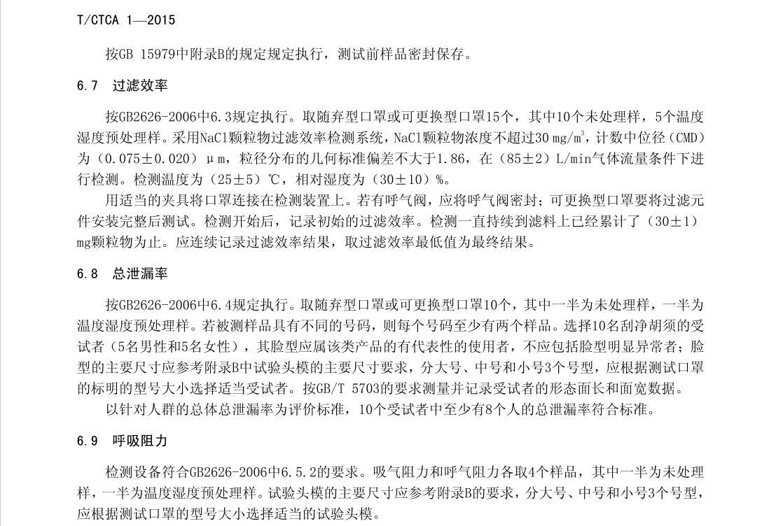 PM2.5防护口罩TCTCA1-2015(图3)